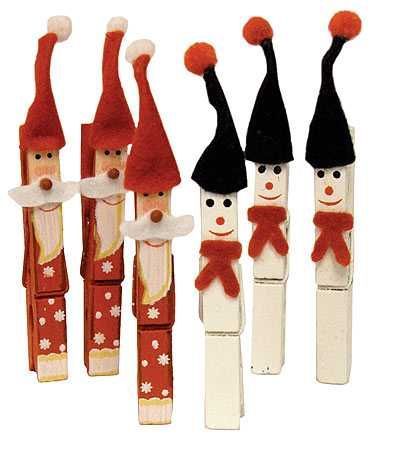 3″ Santa and Snowman Clothespins – 6pcs – Christmas Ornaments – Christmas and Winter – Holiday Crafts