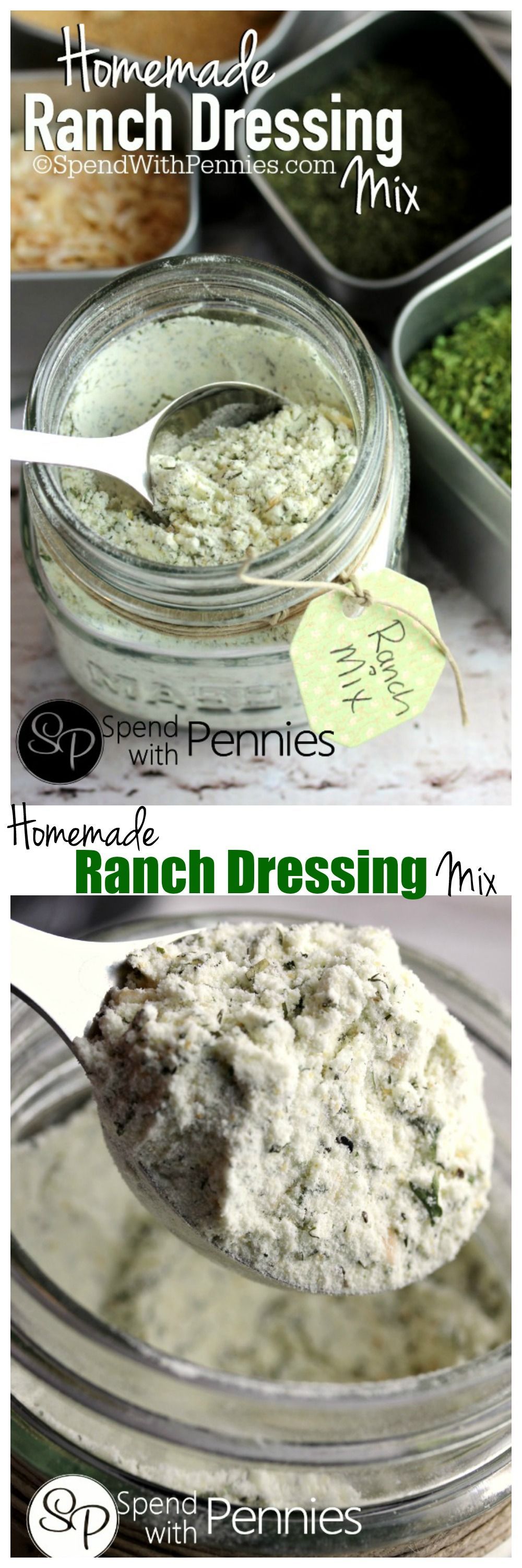 A delicious Homemade Ranch Dressing Mix.  Simple to make, contains no MSG and is perfect in dressings and dips or to replace mix