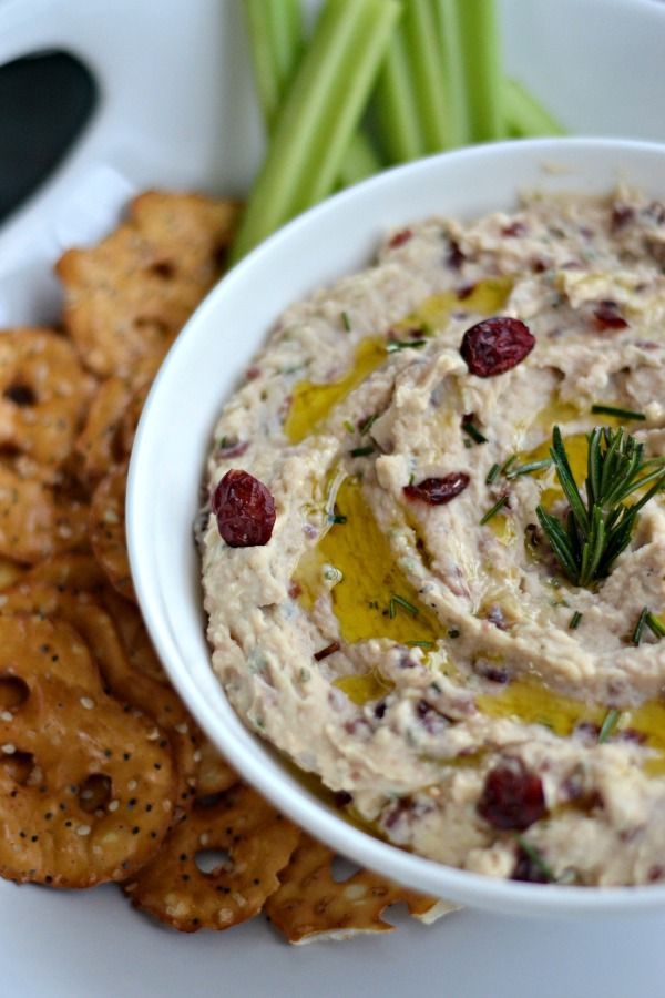 A tasty alternative to hummus! White Bean Dip with Rosemary and Cranberries is always a crowd pleaser! | mountainmamacooks…