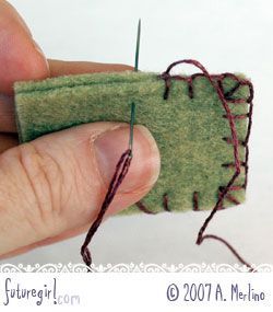 An excellent tutorial on the blanket stitch. Better to have this more than once than not at all!