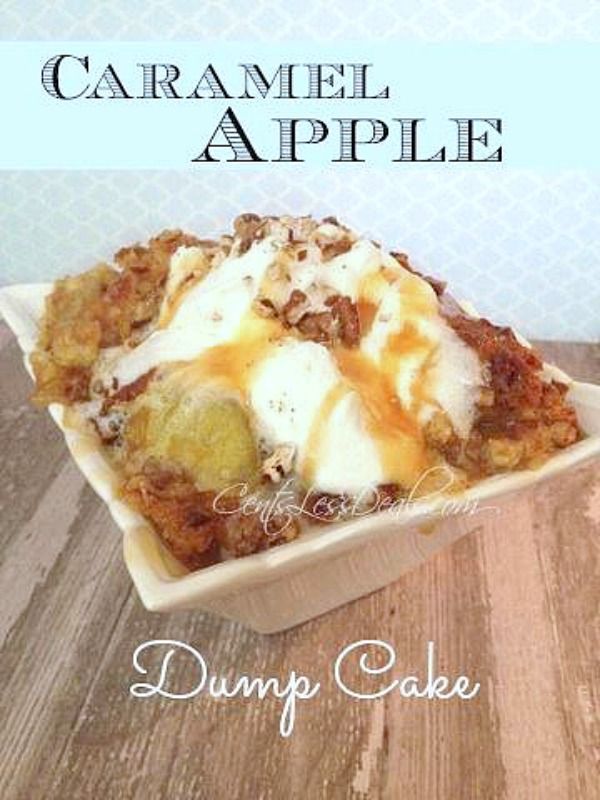 Caramel Apple Dump cake recipe with only 4 ingredients! This was super easy to make and the hubs thought I slaved all day to make