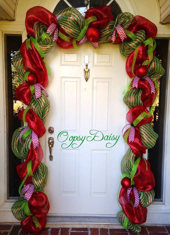 Christmas garland door swag cheistmas deco by OOPSYDAISYDESIGNS