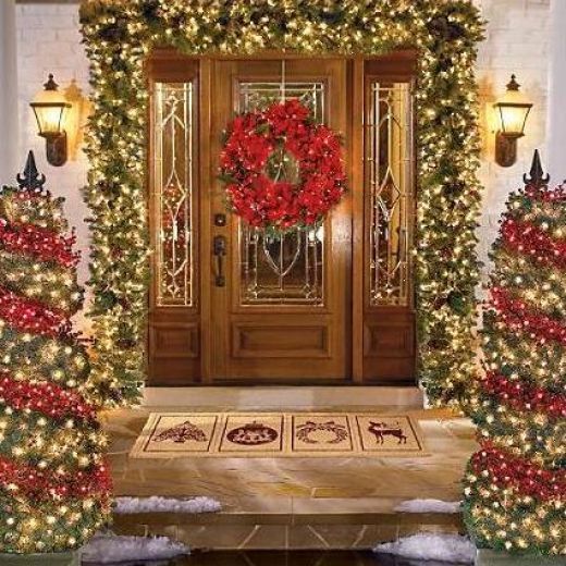 Garland Christmas Lights -   Christmas Door Decorations Ideas