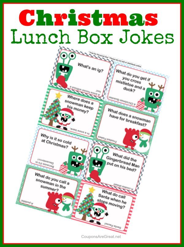 Christmas Lunch Box Notes using Christmas Jokes for Kids