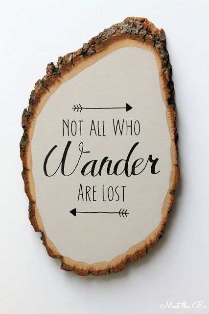 DIY wood slice wall art. “Not all who wander are lost”