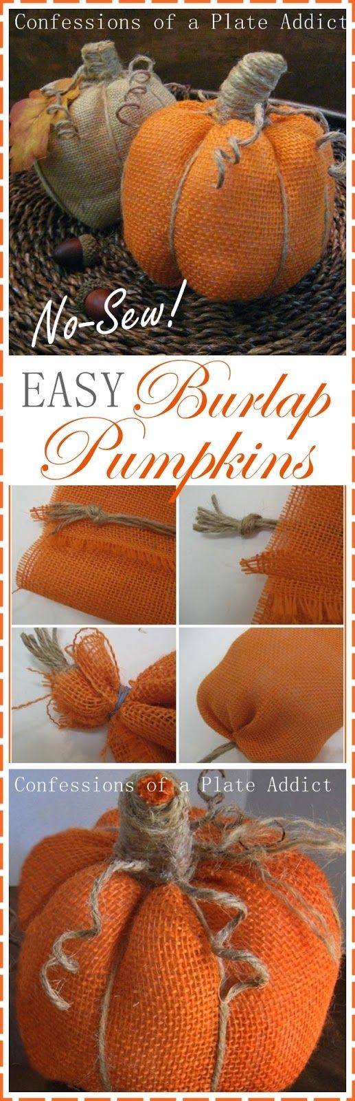 Easy Burlap Pumpkins