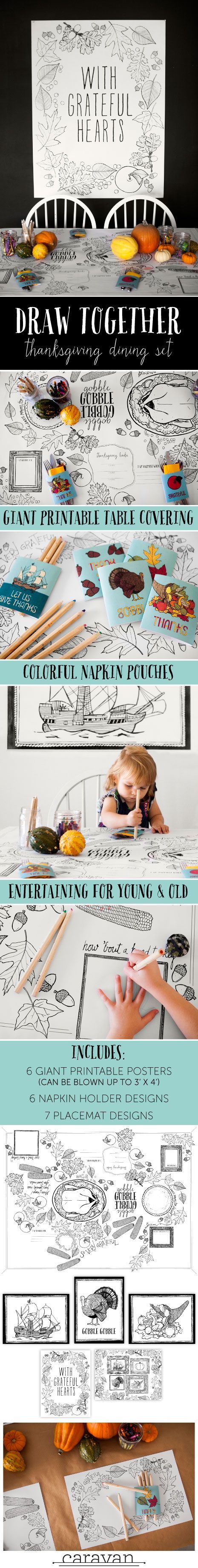 Easy printable Thanksgiving table decor. Works great for kids table AND for grown-ups too!