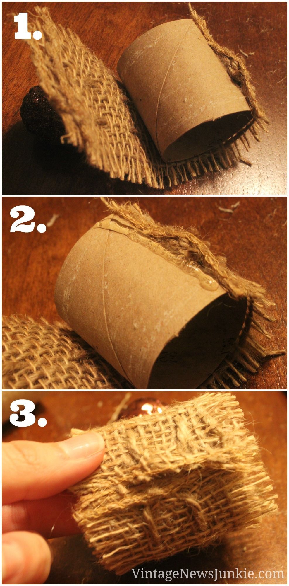 Easy-to-Make Burlap Napkin Rings {with Sparkly Pinecones!} | Vintage News Junkie