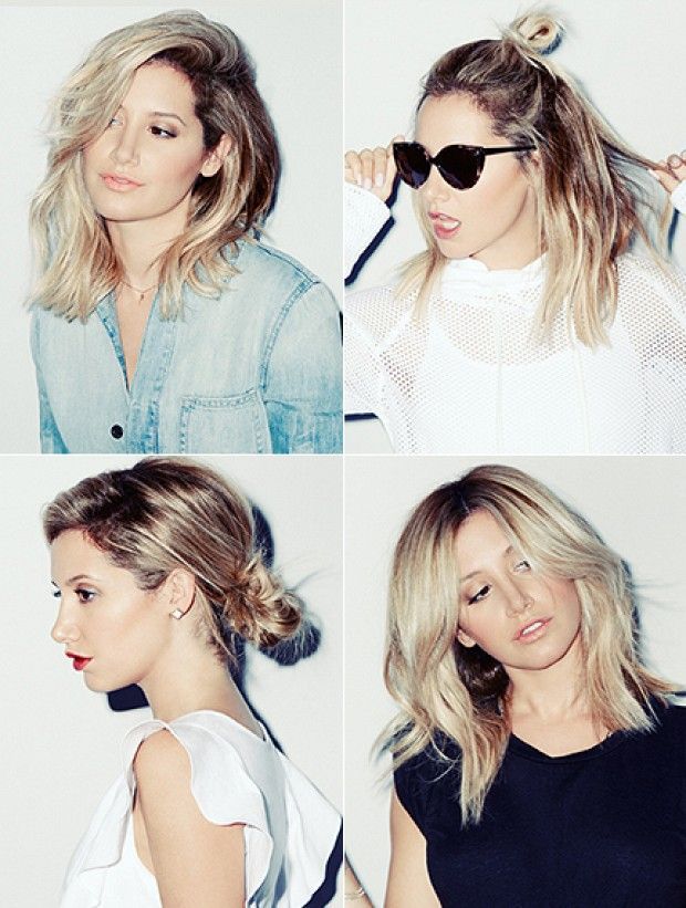 Exclusive: Ashley Tisdale Shows Off 4 Ways To Style A Summer Lob.