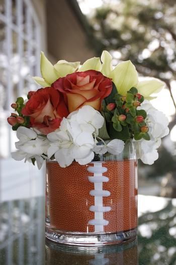 Football Centerpiece. Think we need these for the next draft-related party @Lindsay Cobb Stewart @krispy banana? Or would the boys