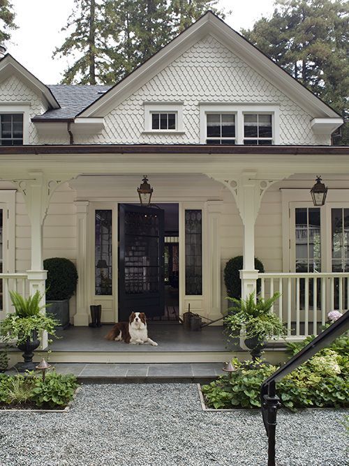 Gravel walkway meeting bluestone step…Love the small details outside the house