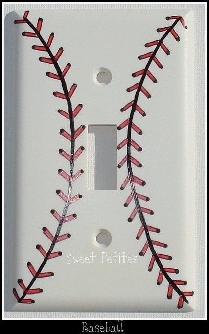 Hand Painted Switch Plate Cover Baseball by SweetPetitesBoutique, $19.95