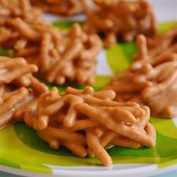 Haystacks; a fall favorite! 1c butterscotch chips, 1/2c peanut butter, 2 1/2 c chow mein noodles (or 2c, then 1/2c peanuts).