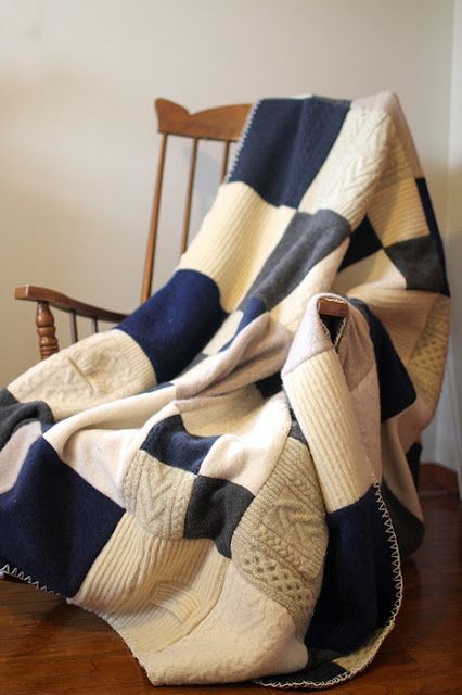 How to Reuse or Recycle Old Clothes ~ Like this quilt made from old sweaters ~ plus lots of other great ideas ~ Shows theres no