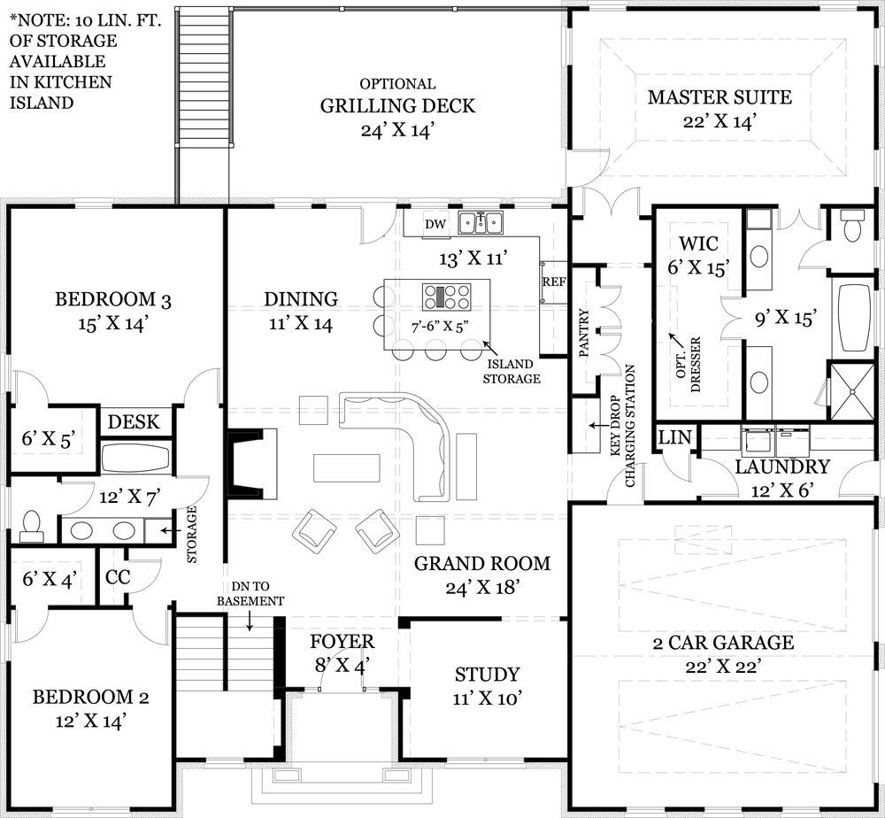 I like the foyer-study-open concept great room and kitchen portion of this floor plan and how the stairs are out of the way…but