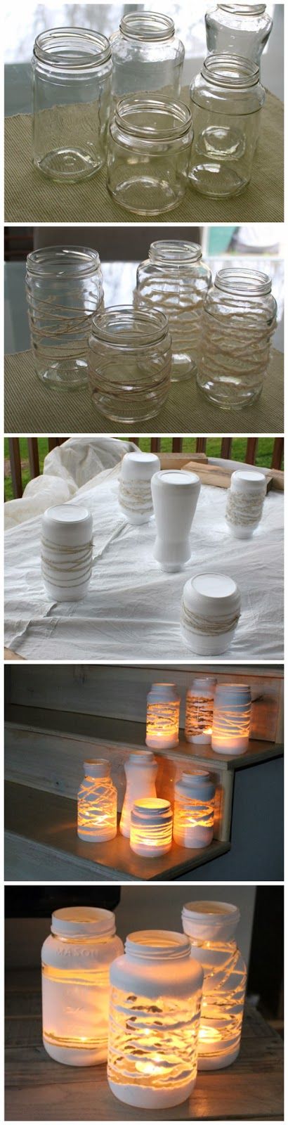 joybobo: yarn wrapped painted jars