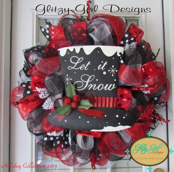 Let is Snow Christmas deco mesh wreath on Etsy, $110.00