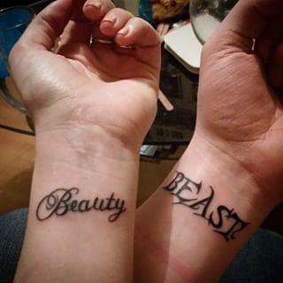 Like this Beauty and the Beast duo: | 21 Disney Couple Tattoos Your Heart Will Dream About
