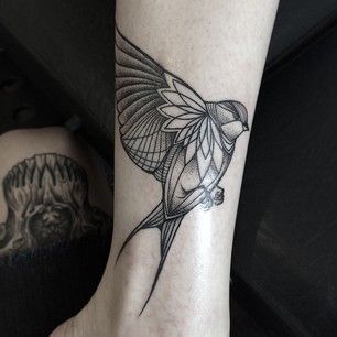 Line-drawn bird by Sasha Masiuk, St.Petersburg | 49 Bloody Brilliant Black And Grey Tattoo Ideas