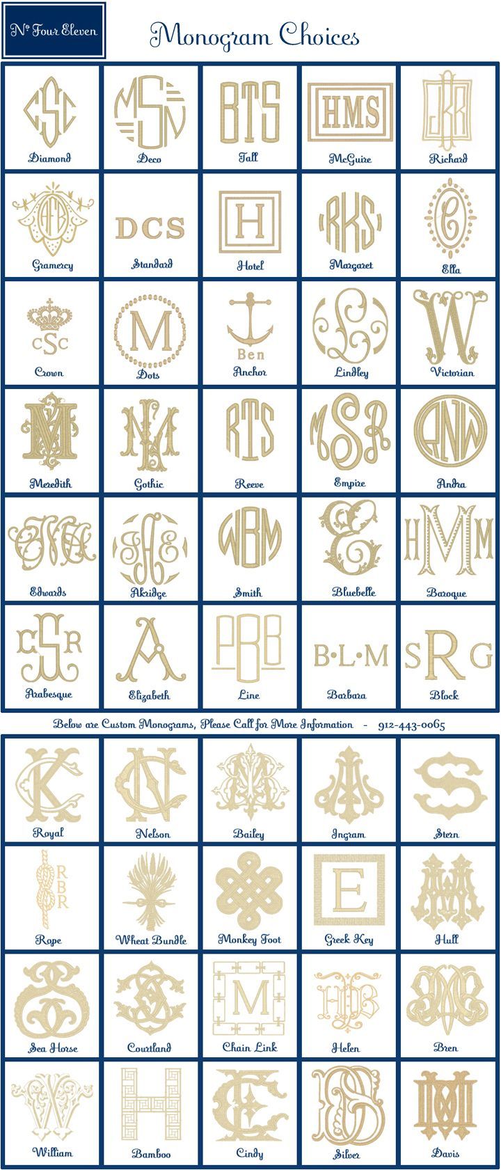 monogram chart – great reference for times you need something other than a traditional monogram