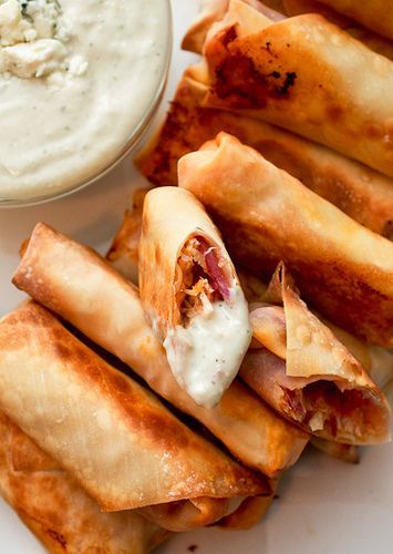 My Favorite Things: Buffalo Chicken Egg Rolls with a Blue Cheese Dressing from Smells Like Home