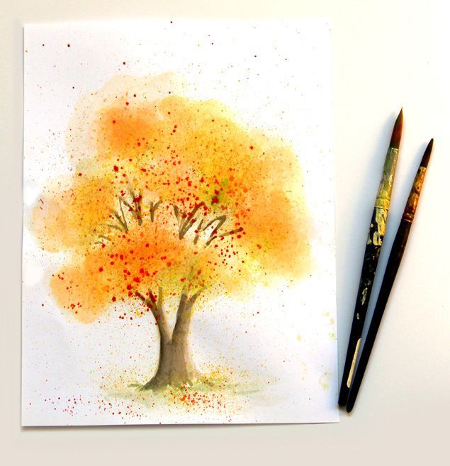 No art experience needed! Learn some fun methods to paint this Watercolor Fall Tree! – A Piece Of Rainbow