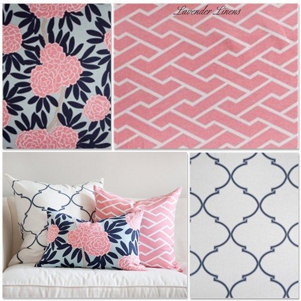 Nursery Color Inspiration – Caitlyn Wilson fabric – Navy, Pink, and Beige on Light Aqua