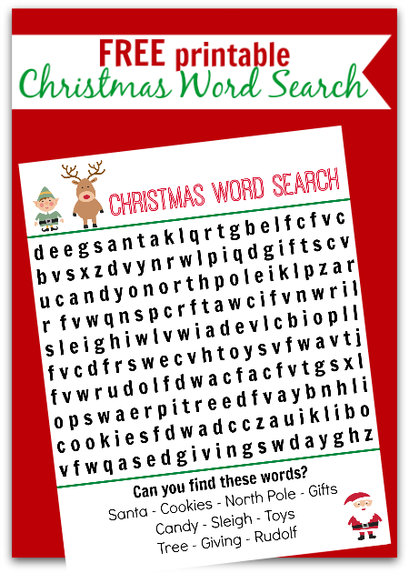 { Perfect Last Minute Activity! } Cute word search for kids. I am printing this out for the kids table at Christmas.