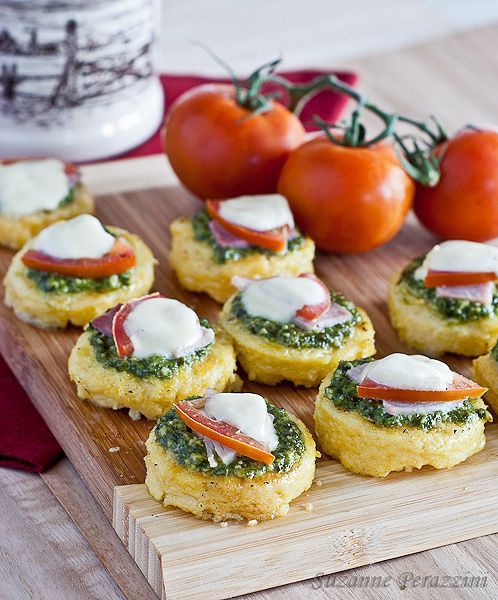 Pesto, Mozzarella Polenta Appetizers by Strands of my Life