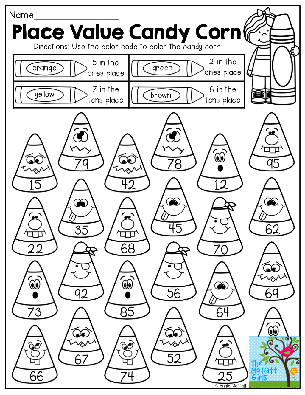 Place Value Candy Corn and TONS of other fun printables for October!