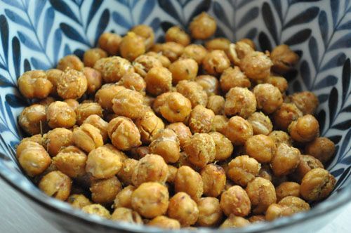 Roasted chickpeas! Toddler friendly! My daughter Charlotte eats them! Low in fat, high in fiber, decent protein, iron, potassium,