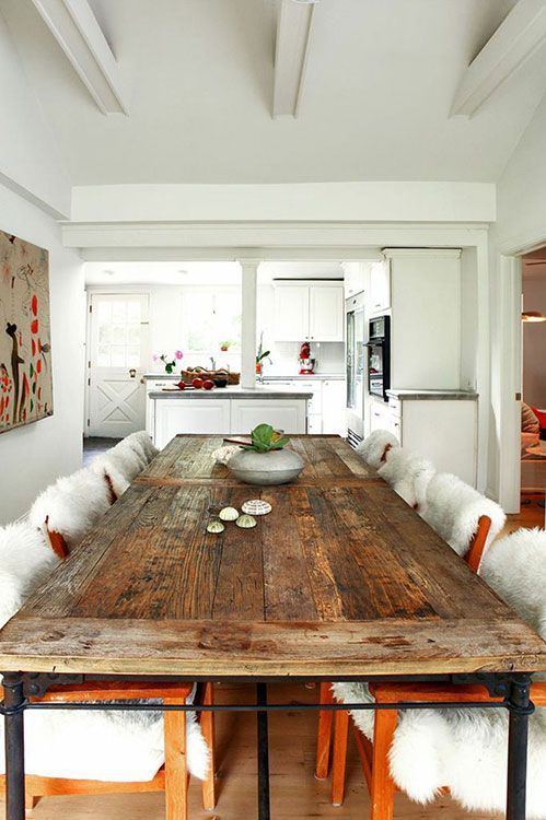 rustic table…Looks like you could almost the same look with an old door and galvanized pipe/fittings