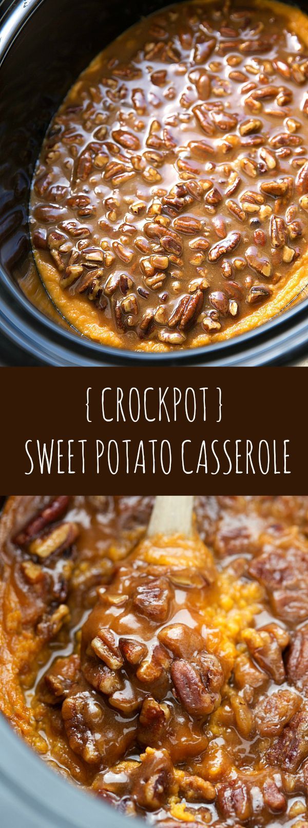 Save oven space!! The BEST slow cooker sweet potato casserole – can be made the night before!