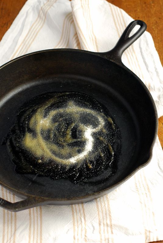 Since you cant use soap on cast iron, clean and protect your cast iron skillet by cleaning any gunk with a mixture of olive oil