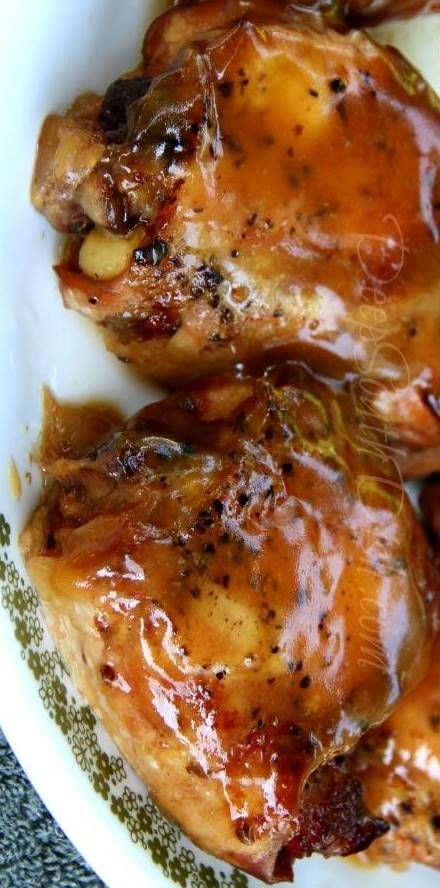 Slow Cooker Brown Sugar Chicken ~ Chicken thighs, simply seasoned and slow cooked in the crockpot with a mixture of pineapple