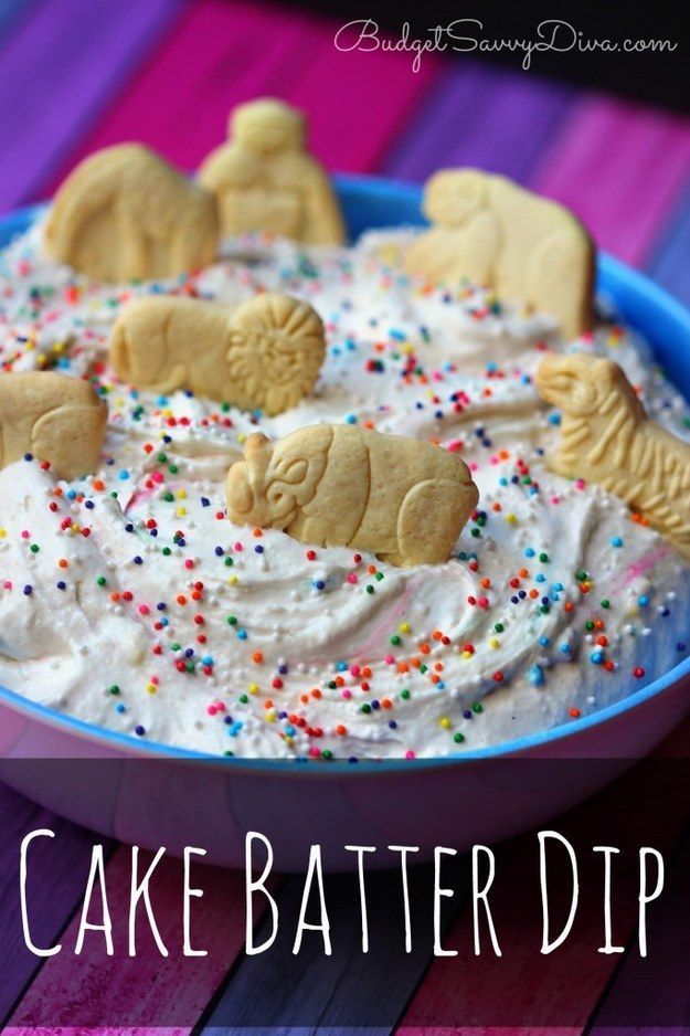 The perfect cake batter dip for all your animal cracker needs.