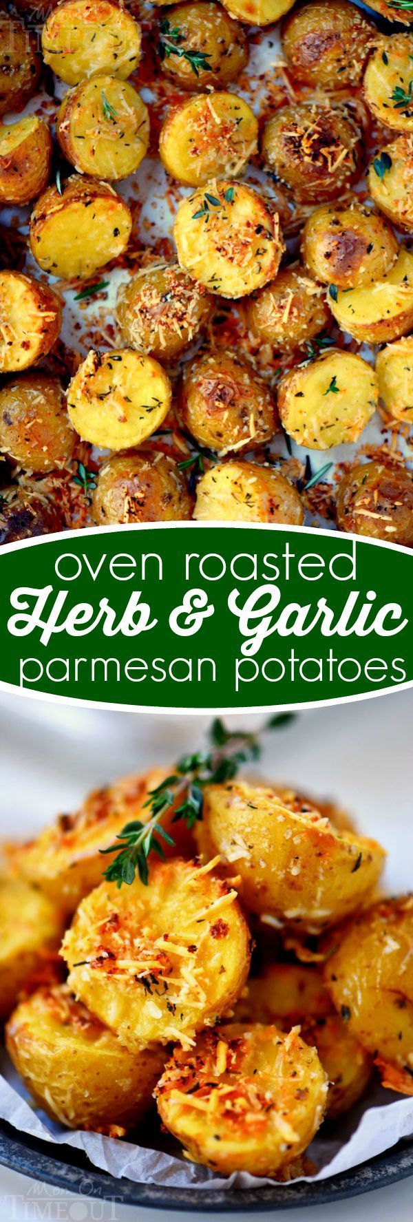 These Oven Roasted Herb and Garlic Parmesan Potatoes are the perfect side dish to whatever youre making for dinner tonight!