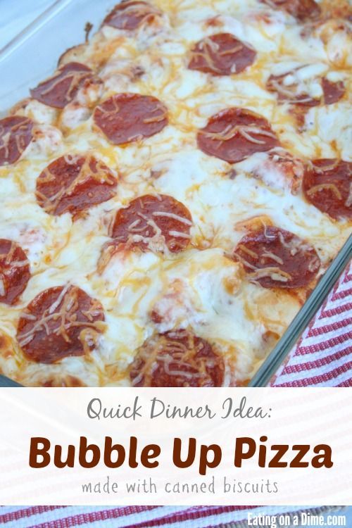 This is the easiest pizza recipe. You use canned biscuits and when the “bubble” up, you know it is done. The kids love it and it