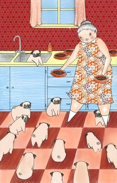 This will be me someday. An old lady with a house of pugs, instead of the typical “cat lady.” My children will definitely worry