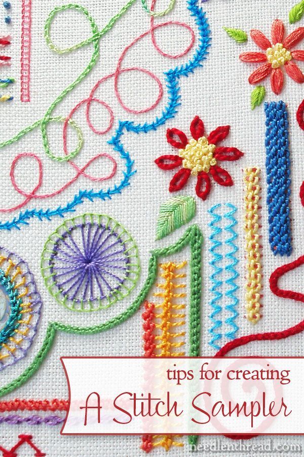 Tips for embroidering a stitch sampler! Includes why its a good idea to make one, and how to go about embroidering your own.