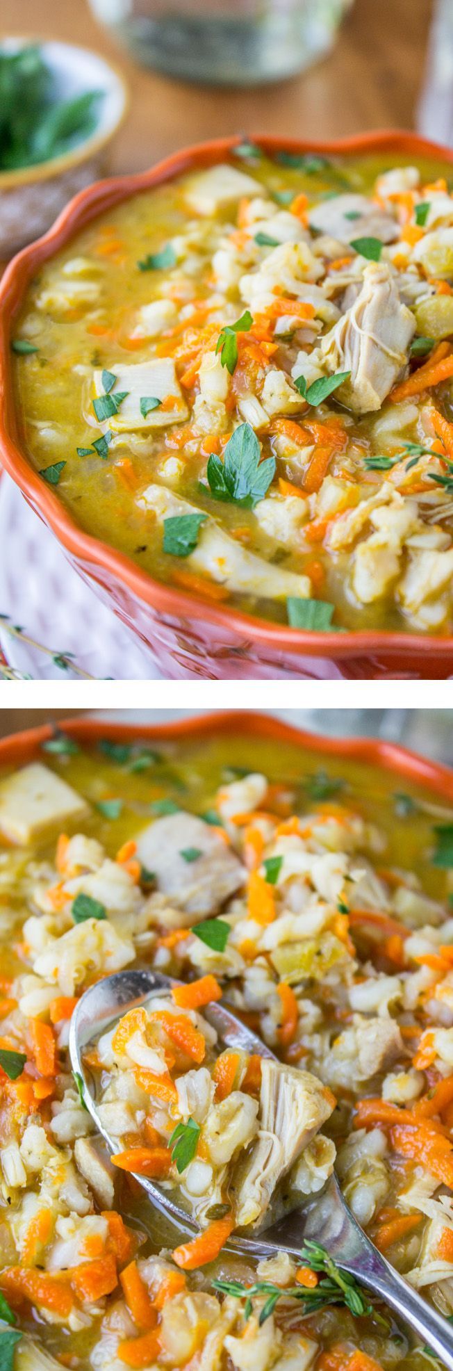 Turkey Barley Soup (Slow Cooker) from The Food Charlatan. Make this soup with all your Thanksgiving leftovers!