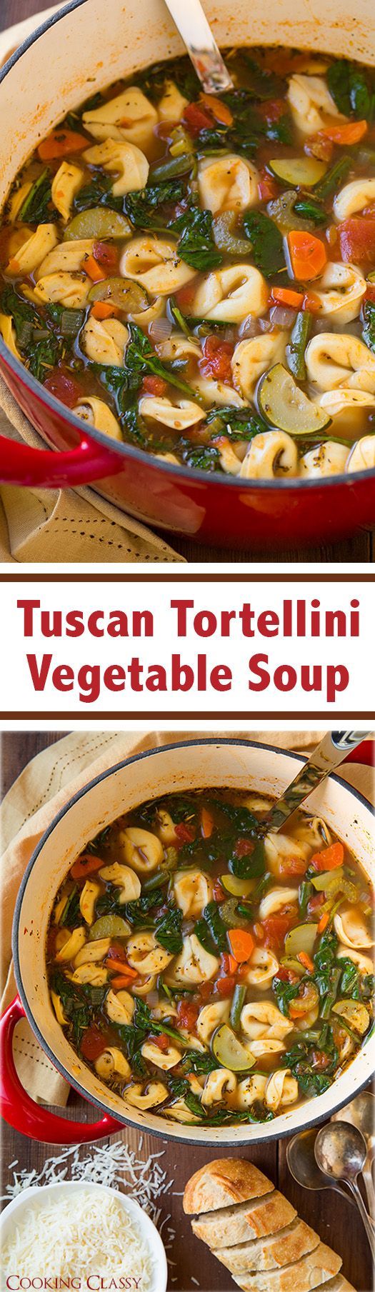 Tuscan Tortellini Vegetable Soup – this soup is easy to make and it tastes AMAZING! Like minestrone but with tortellini instead of