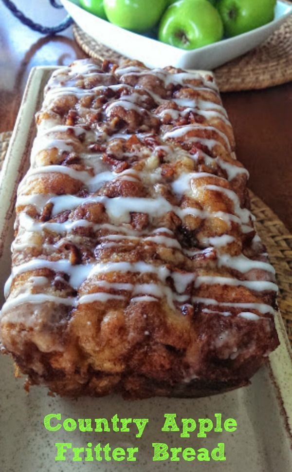 You cannot resist. . .once you start smelling the succulent apple fritter bread aroma filling the air while its baking. . .its