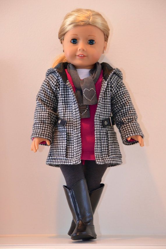 18 inch, American Girl Doll Clothing. Active wear  Ensemble. T-shirt, tunic, leggings, jacket, scarf; based on Liberty Jane