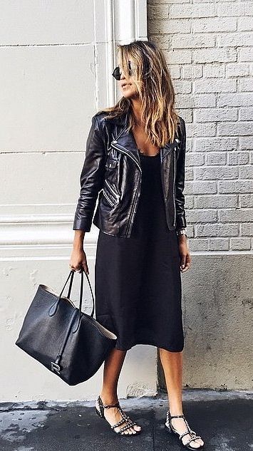 A leather jacket and a simple black sheath look totally luxe and elevated when you provide the right finishing touches.