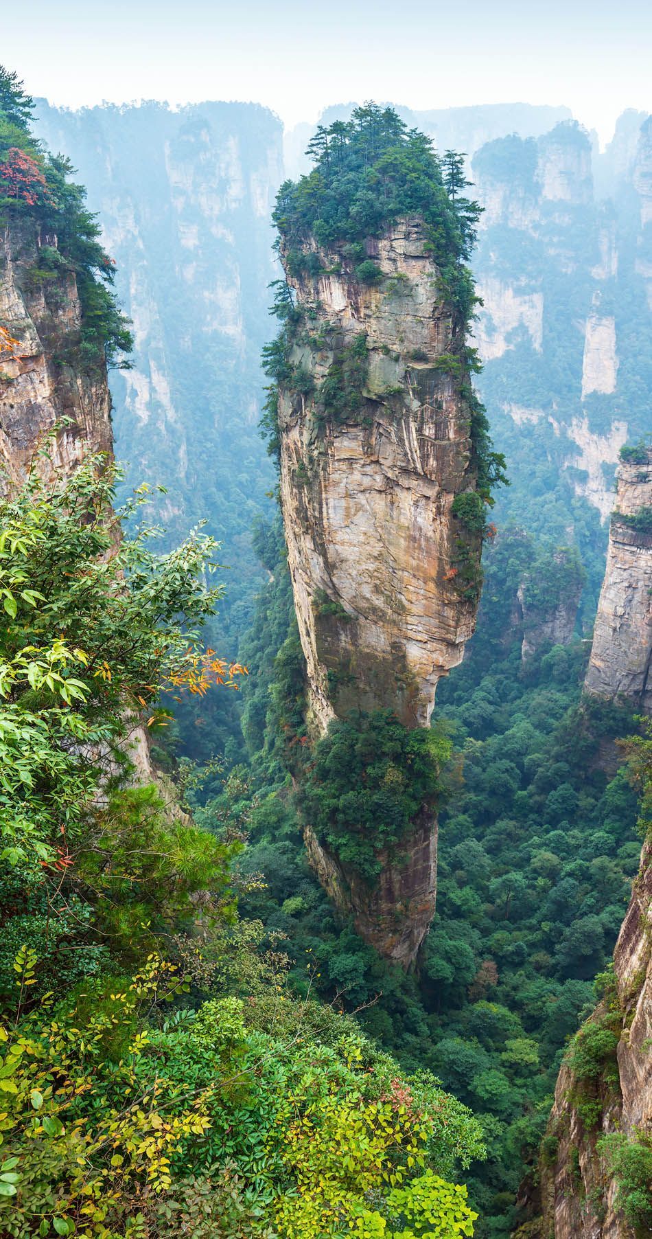 Alone rock column mountain (Avatar rocks). Zhangjiajie National Forest Park was officially recognized as a UNESCO World Heritage