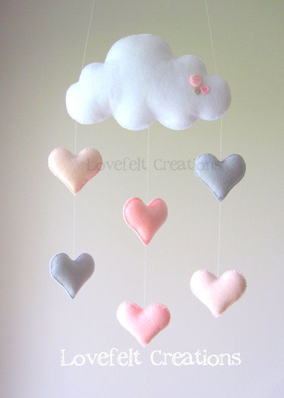 Baby mobile Heart mobile cloud mobile by LoveFeltXoXo on Etsy