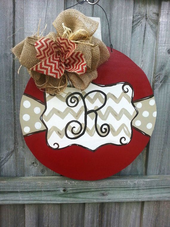 Christmas Ornament Door Hanger with Initial by CurlyQsCreation, $45.00