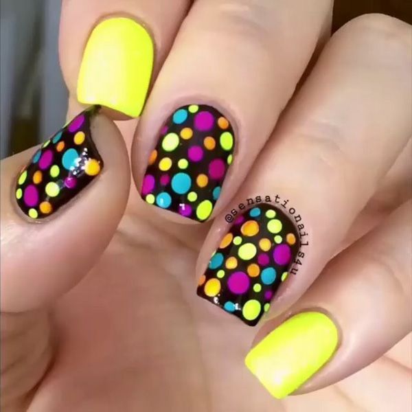 colorful dot nail – 30 Adorable Polka Dots Nail Designs  ♥ ♥