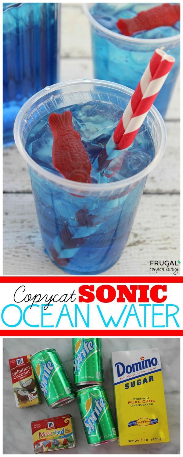 Copycat Sonic Ocean Water Recipe – This  simple pool drink has 4 easy ingredients. Great for a Dr Seuss Party, Mermaid Party Idea,